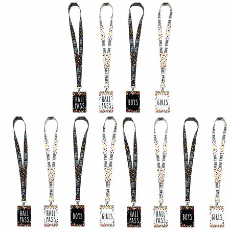 TEACHER CREATED RESOURCES Confetti Hall Pass with Lanyard, 4 Designs, 12PK 20319